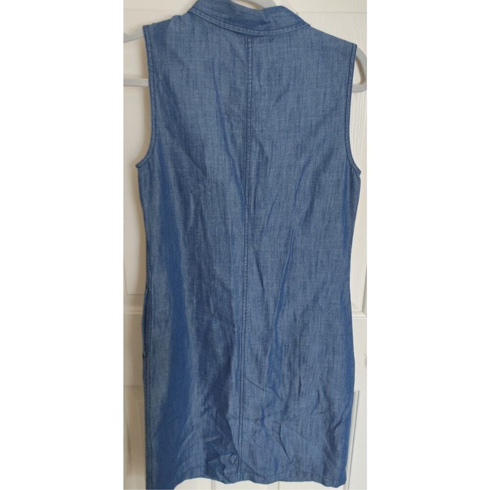Talbots Dress Chambray Lyocell Button Front Polo Style Sleeveless Sz 4 Blue - Picture 4 of 4
